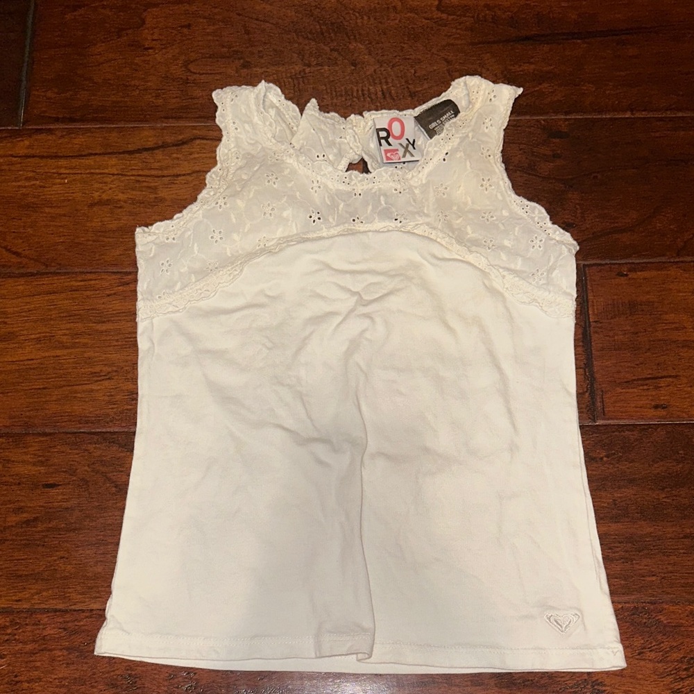 Roxy Kids Ivory Lace Accent Tank Top